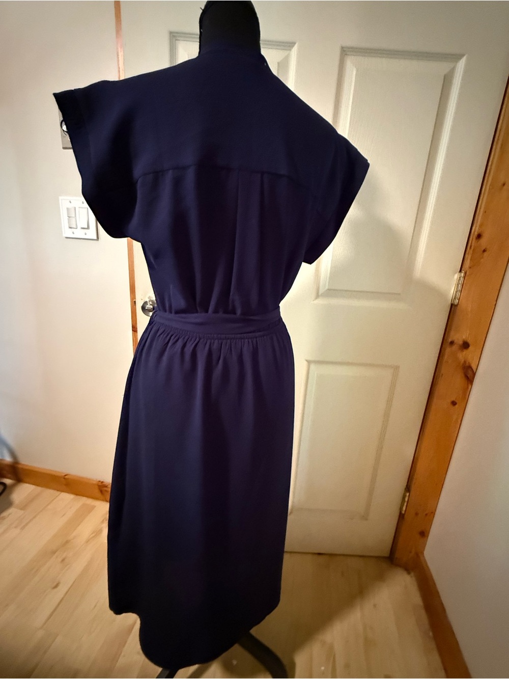 Monteau Navy Blue Tie Waist Midi Dress, Size M - Picture 2 of 3